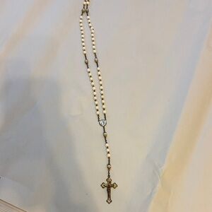 Elegant Gold and Cream Beaded Rosary